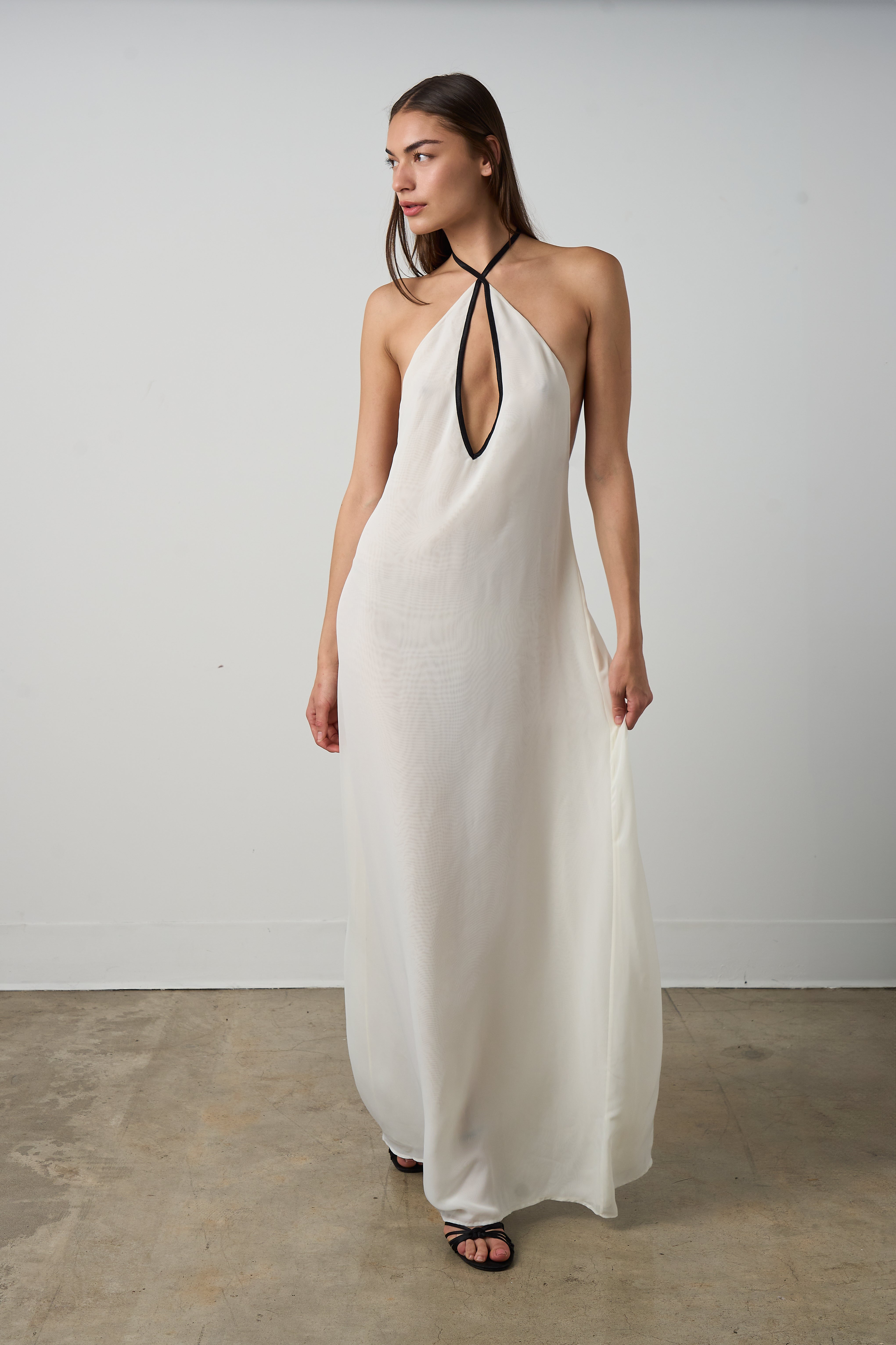 Lia Maxi Slip Dress in Ivory CZARI Lia Maxi Slip Dress in Ivory CZARI